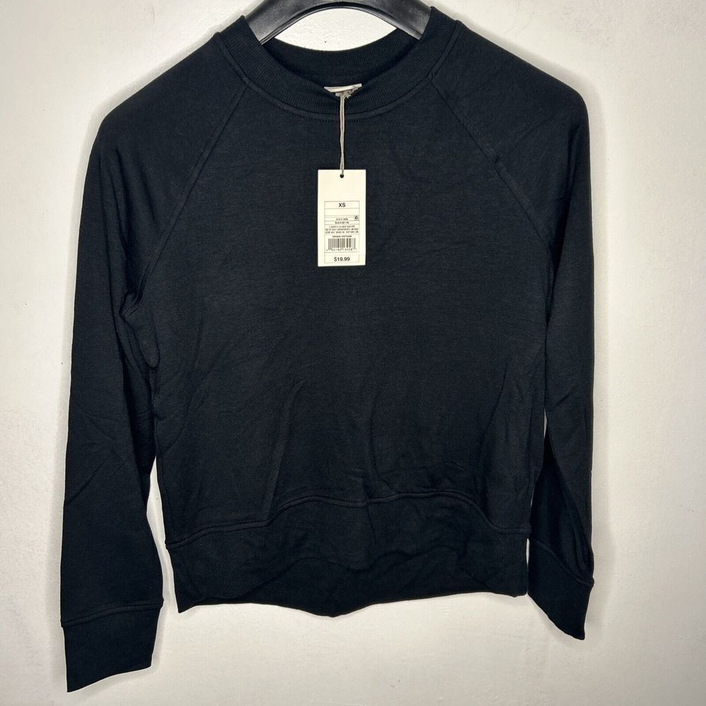 A New Day Women's Size XS Sandwash Pullover Sweatshirt Black‎